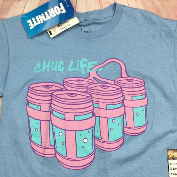 ➡️Fortnite Chug Life Blue Long Sleeve Tee Size XS and Small - Picture 2 of 8
